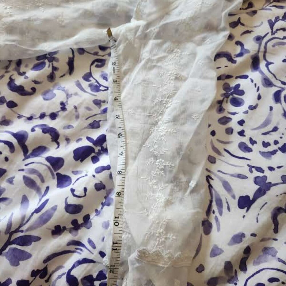 POL Sheer Tie-Front Blouse with Floral Embroidery – Size Medium - Picture 12 of 13